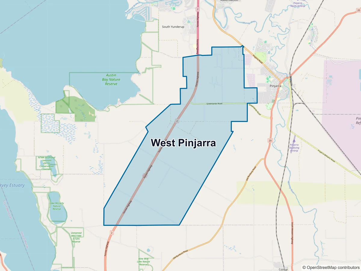 Map of West Pinjarra, WA, Australia