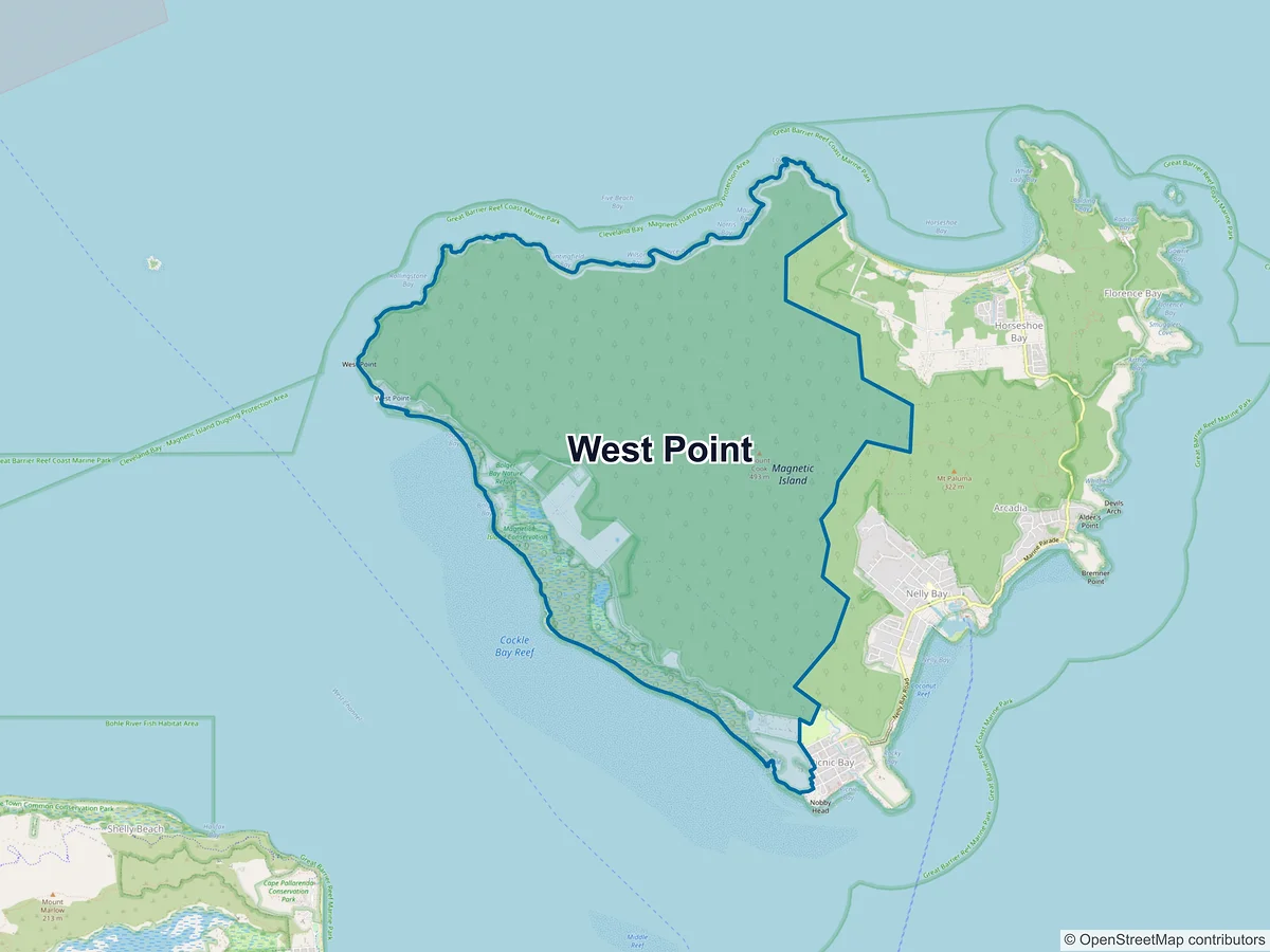 Map of West Point, QLD, Australia