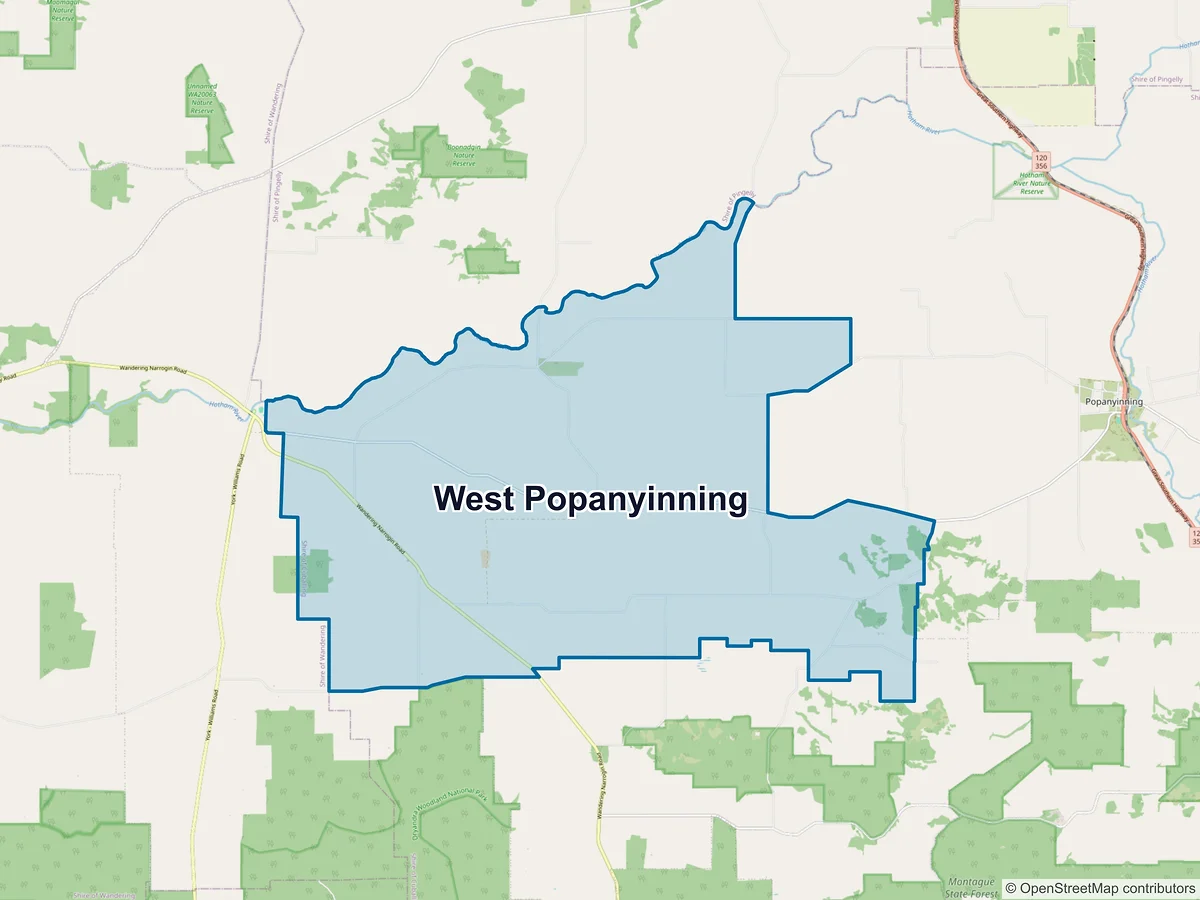 Map of West Popanyinning, WA, Australia