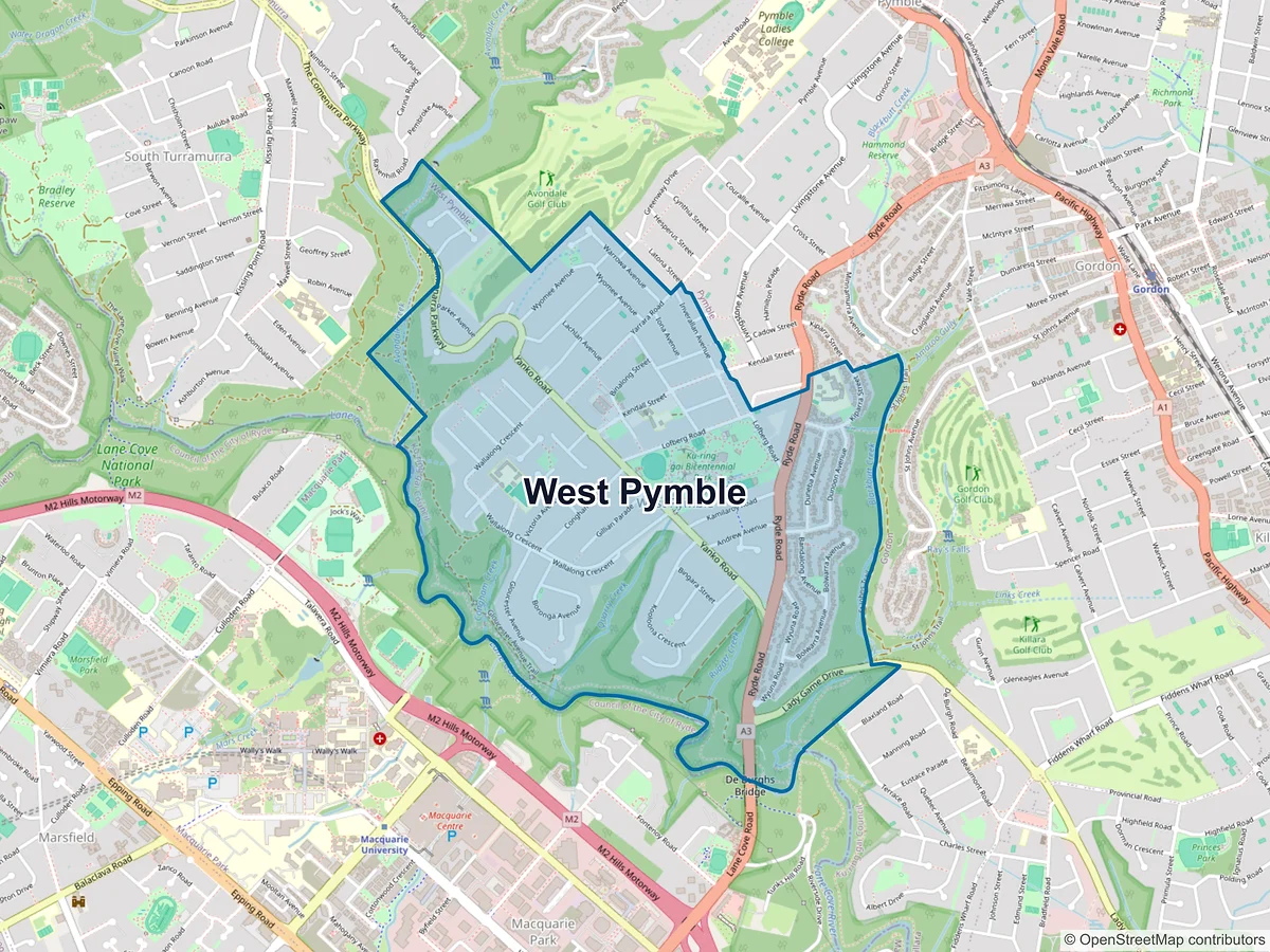 Map of West Pymble, NSW, Australia