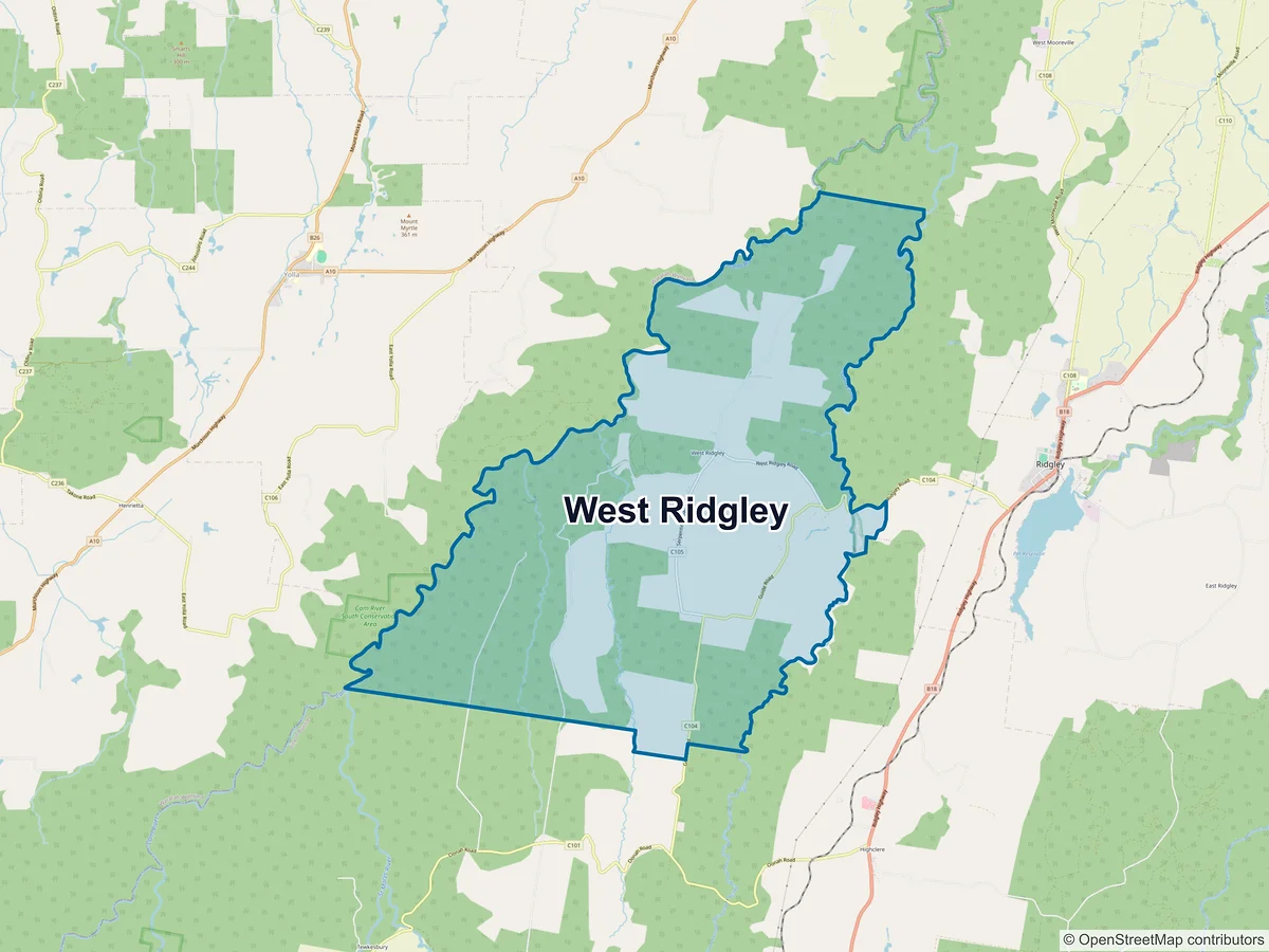 Map of West Ridgley, TAS, Australia