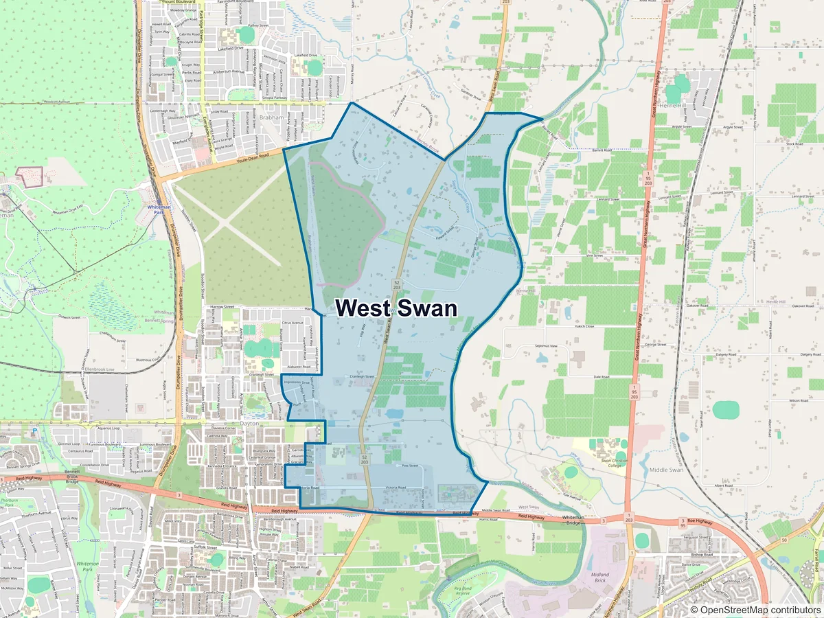 Map of West Swan, WA, Australia