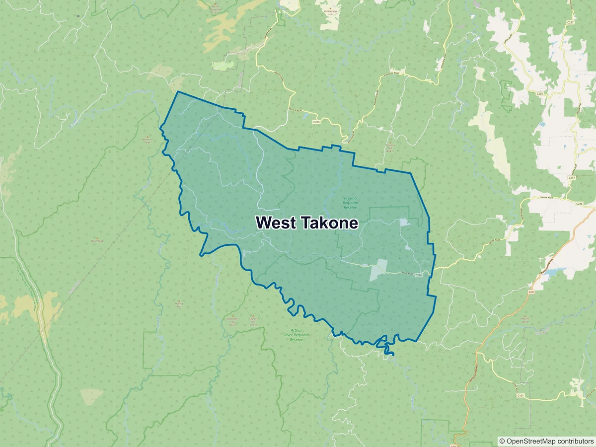 Map of West Takone, TAS, Australia