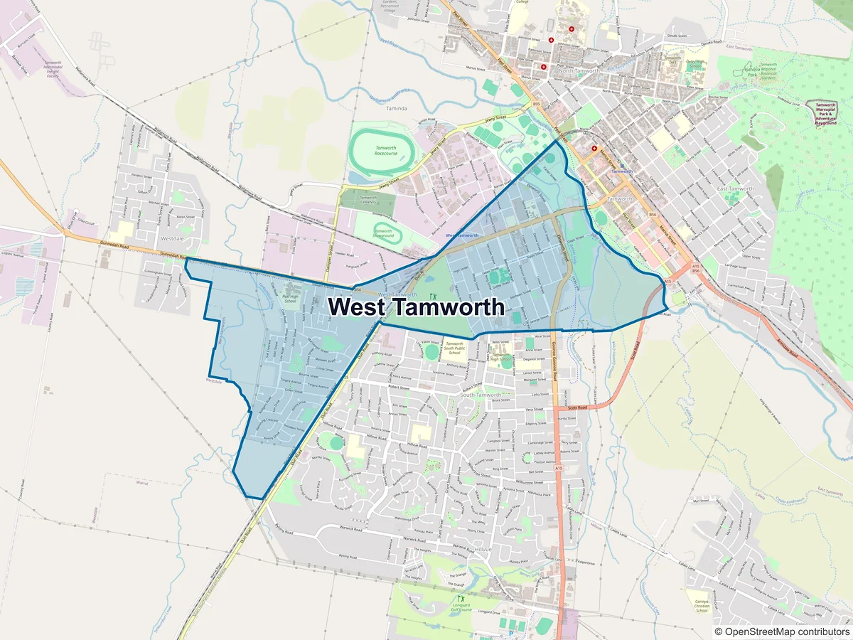 Map of West Tamworth, NSW, Australia