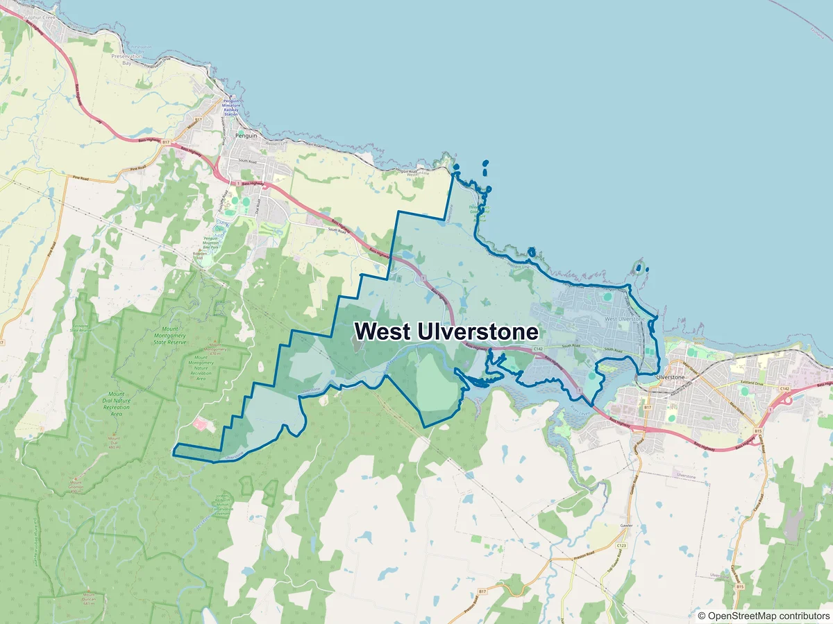 Map of West Ulverstone, TAS, Australia
