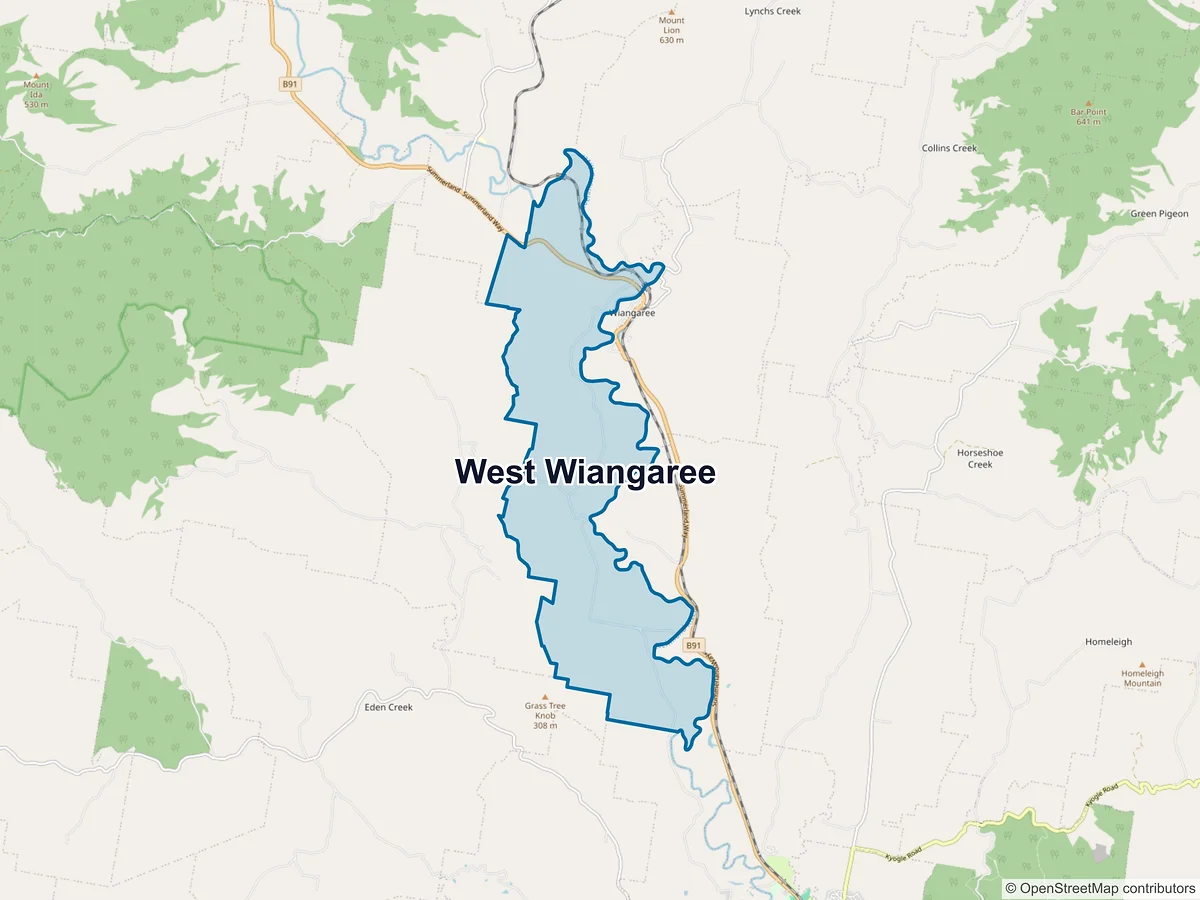 Map of West Wiangaree, NSW, Australia