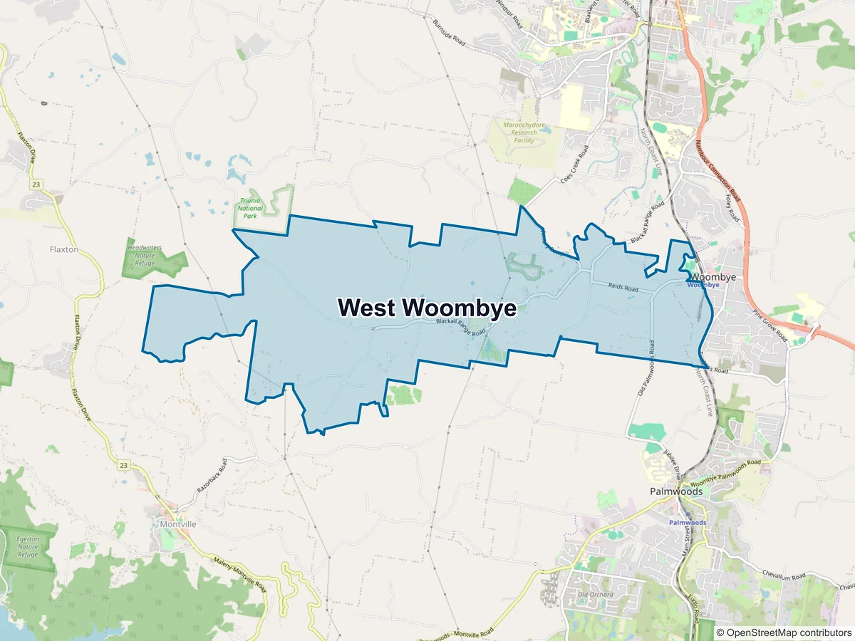 Map of West Woombye, QLD, Australia
