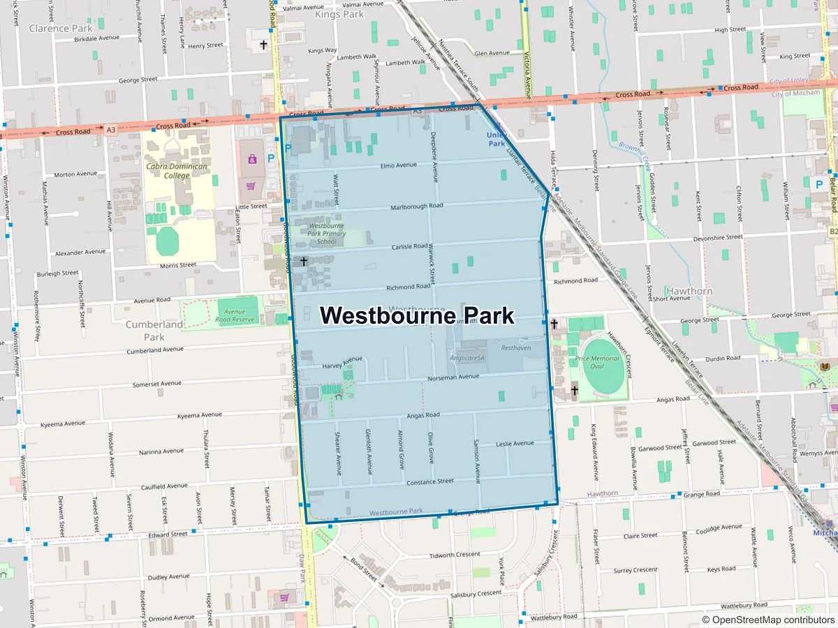 Map of Westbourne Park, SA, Australia