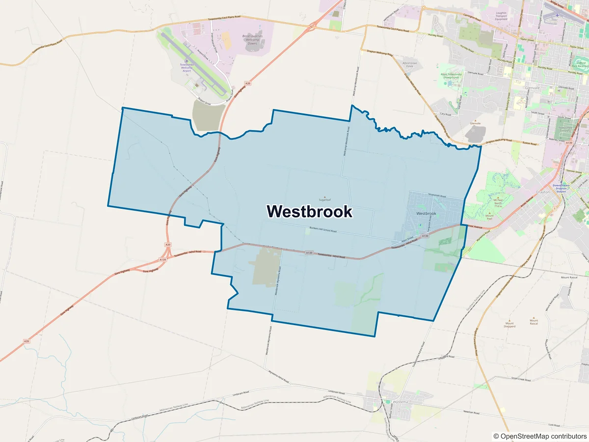 Map of Westbrook, QLD, Australia