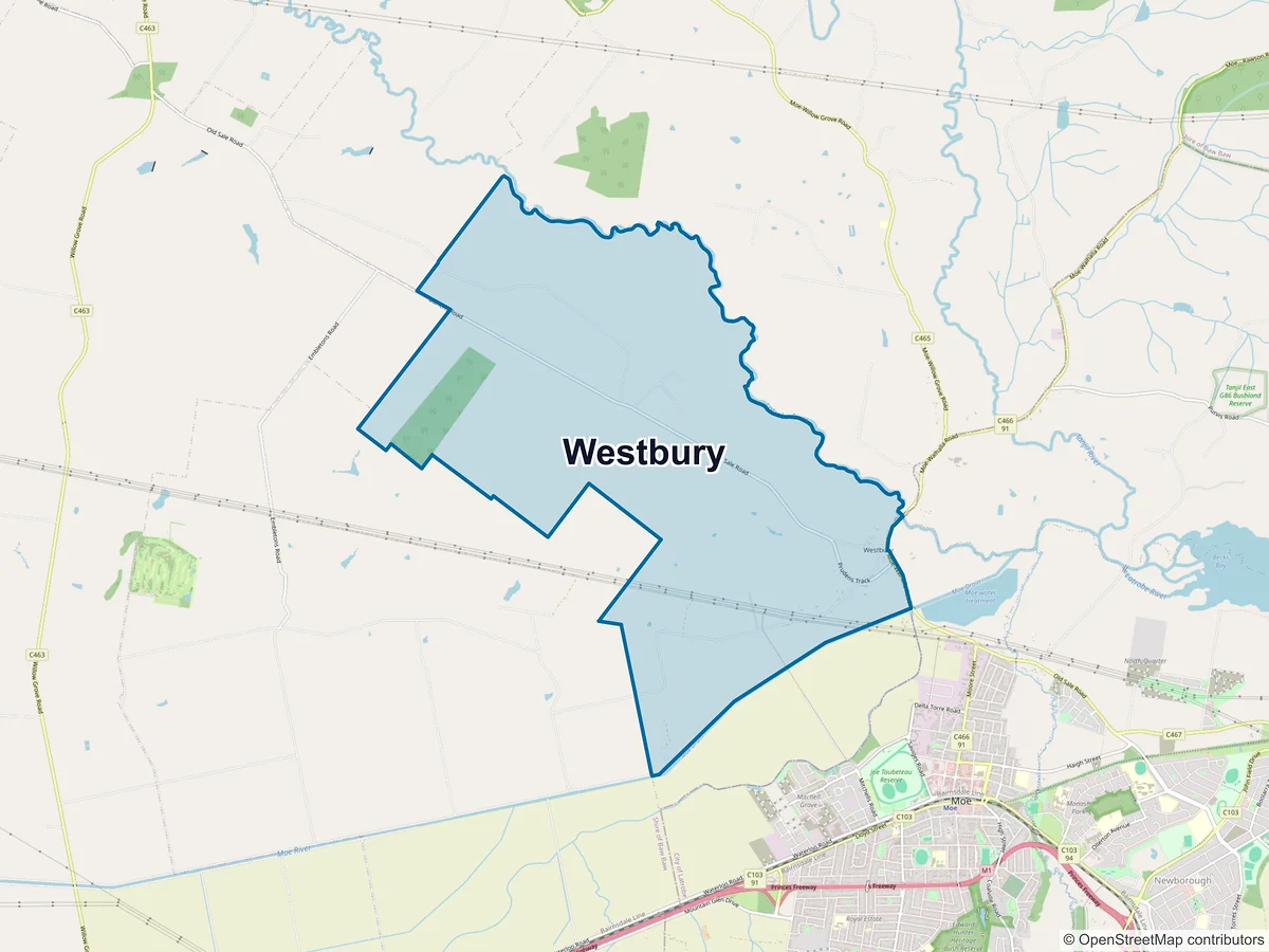 Map of Westbury, VIC, Australia