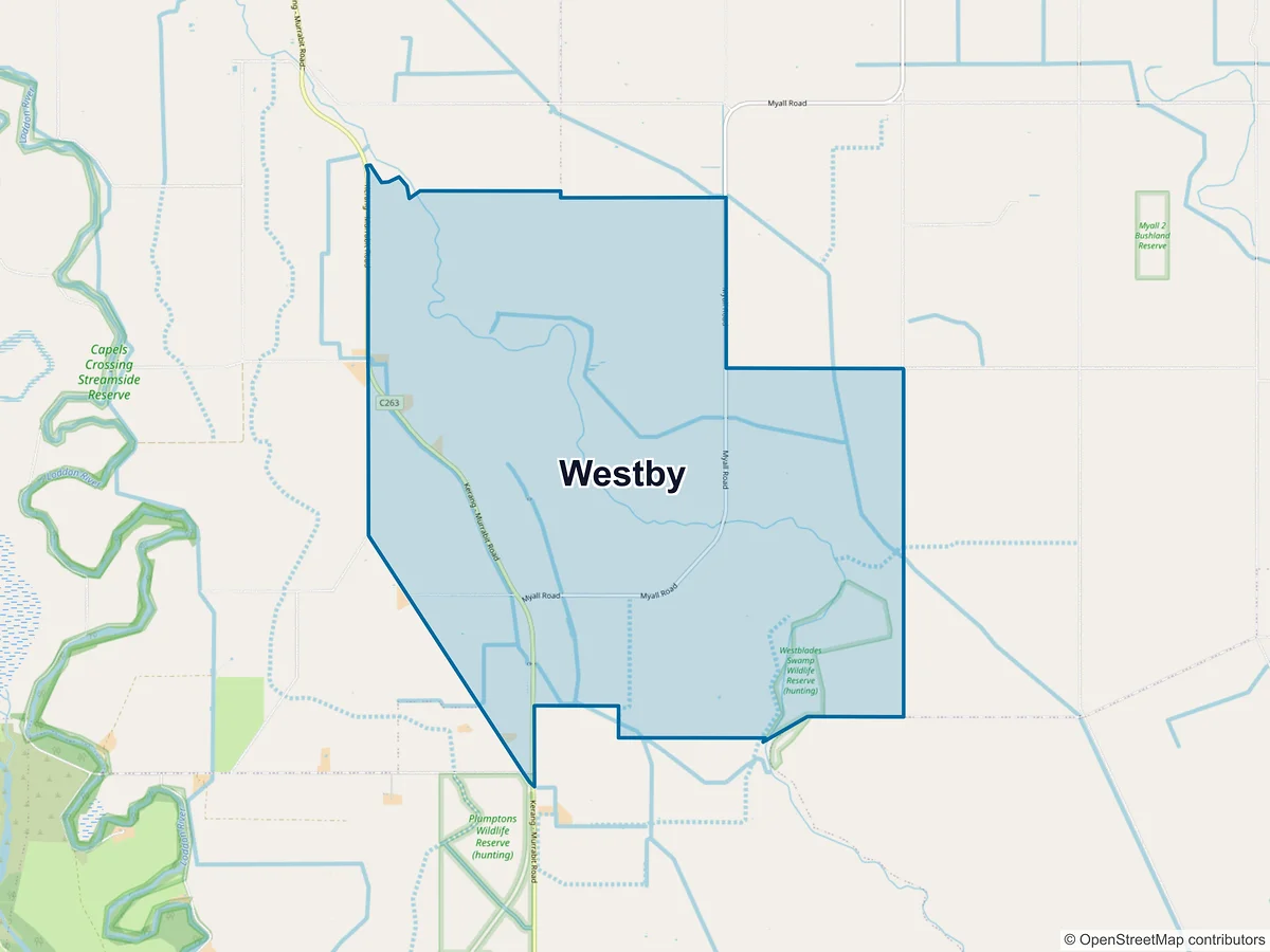 Map of Westby, VIC, Australia