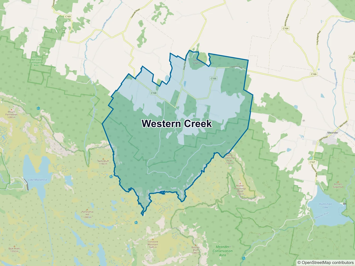Map of Western Creek, TAS, Australia