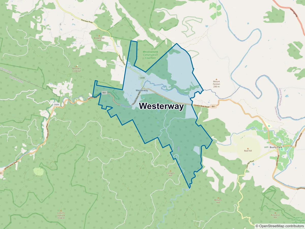 Map of Westerway, TAS, Australia