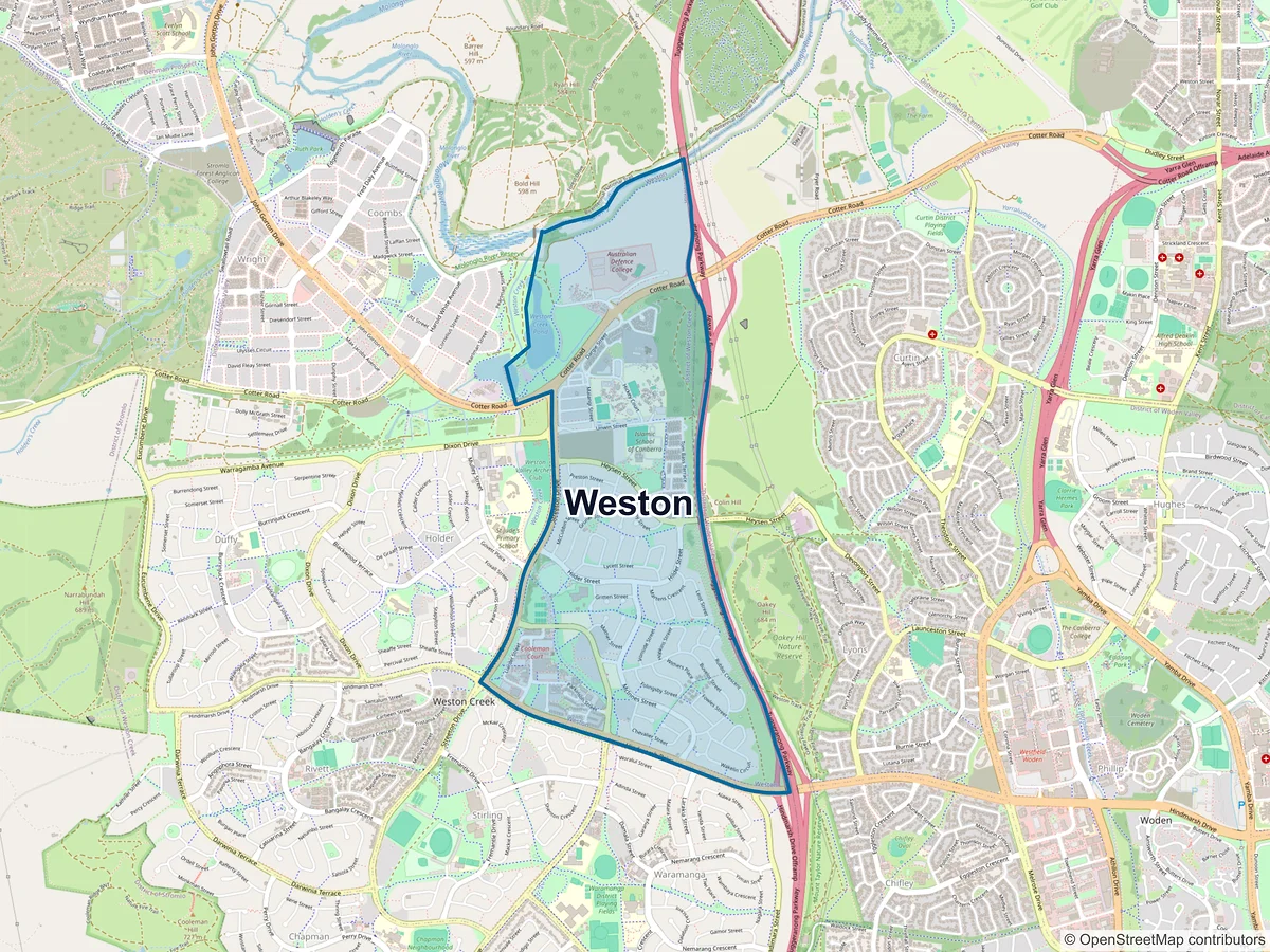 Map of Weston, ACT, Australia