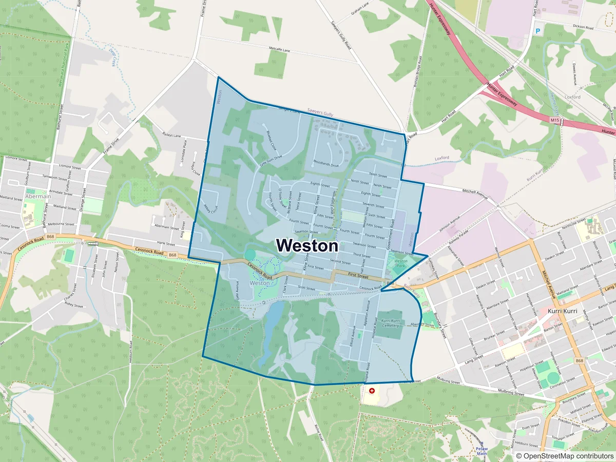 Map of Weston, NSW, Australia
