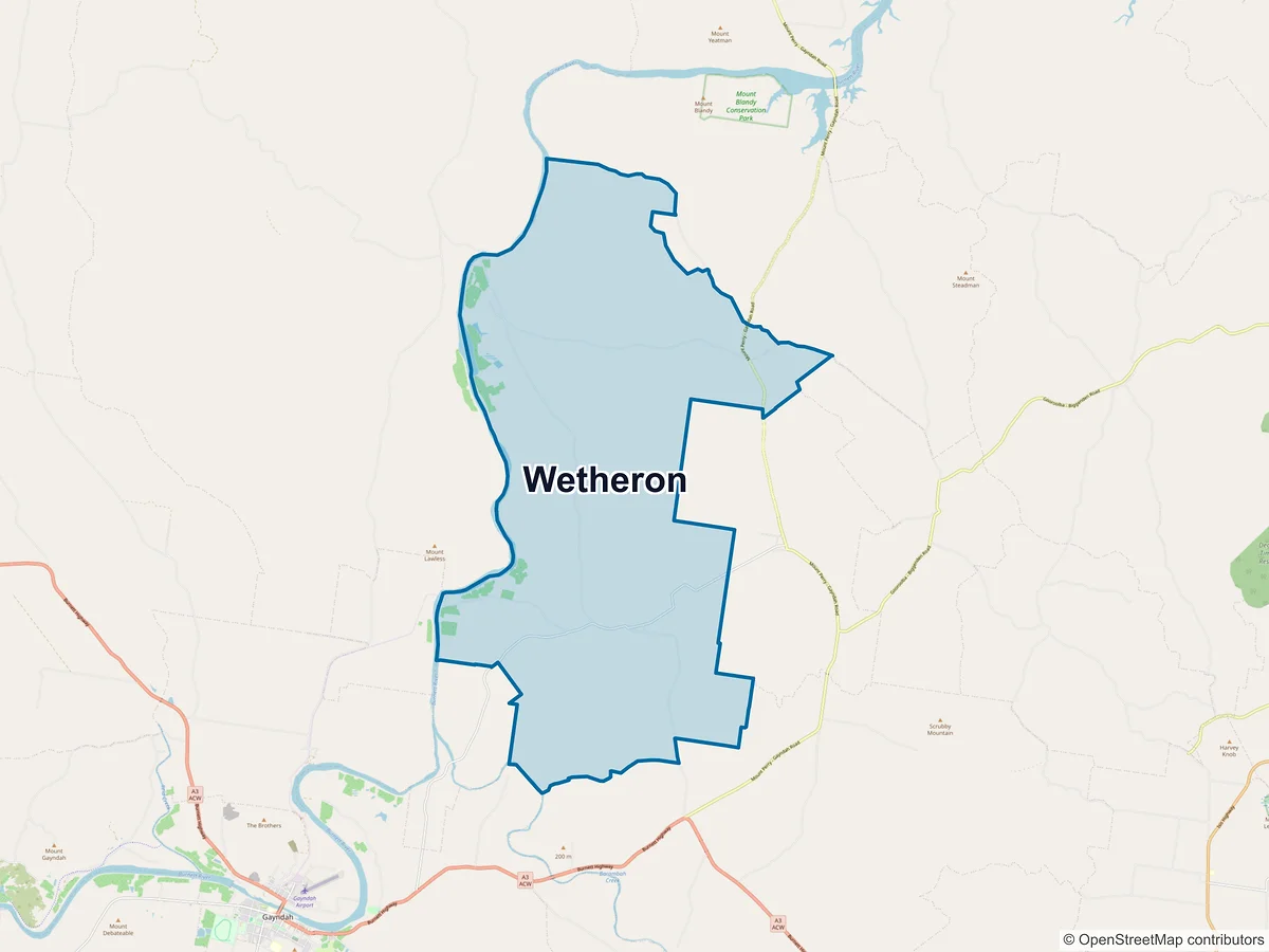 Map of Wetheron, QLD, Australia