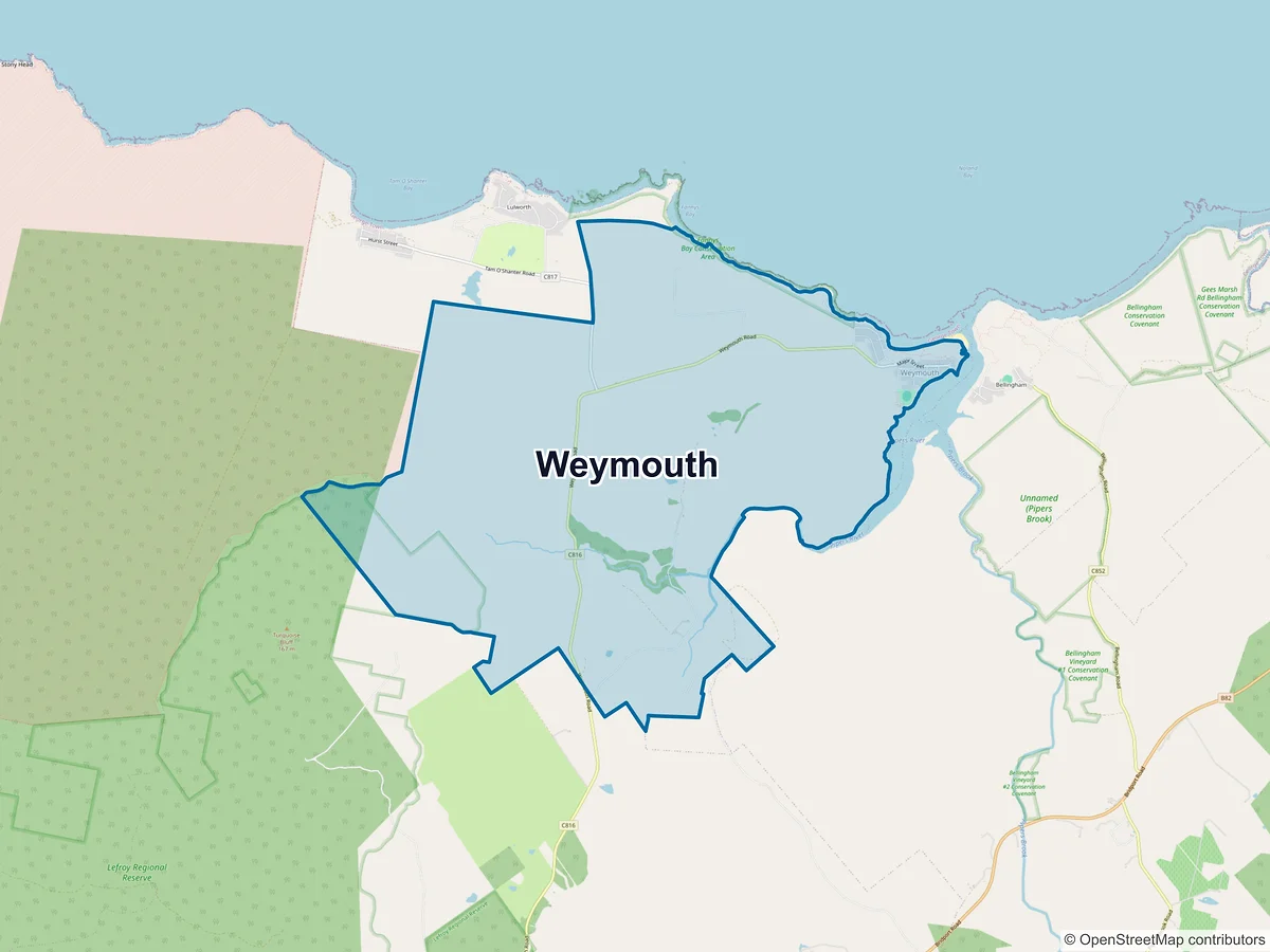Map of Weymouth, TAS, Australia