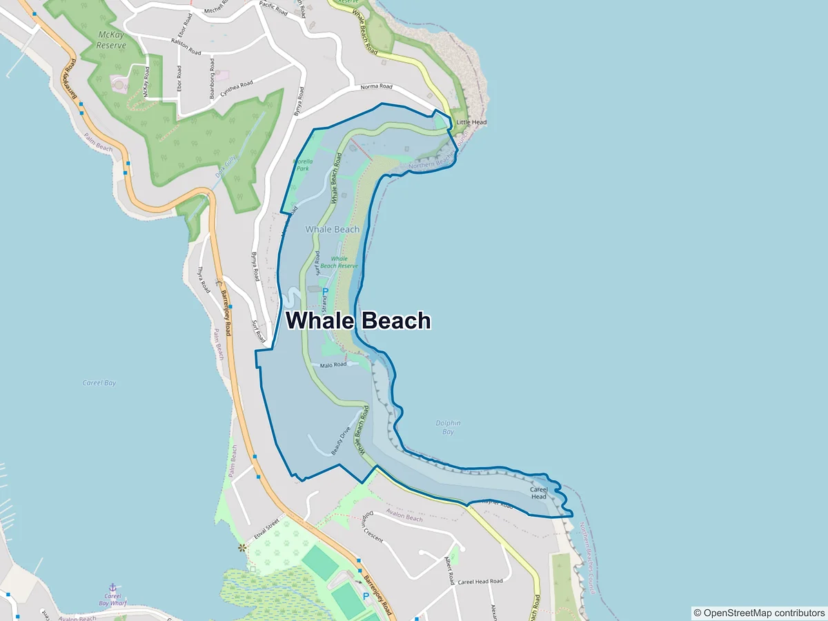 Map of Whale Beach, NSW, Australia