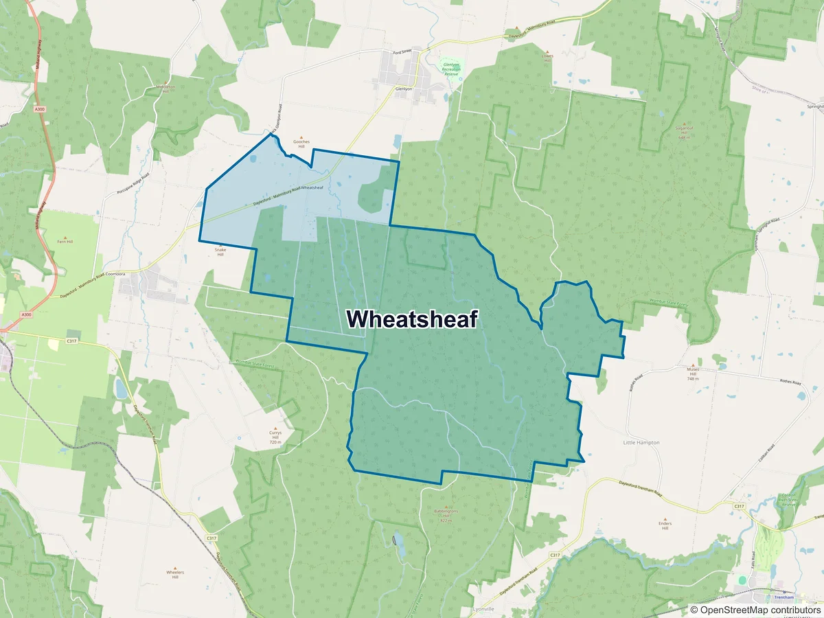 Map of Wheatsheaf, VIC, Australia