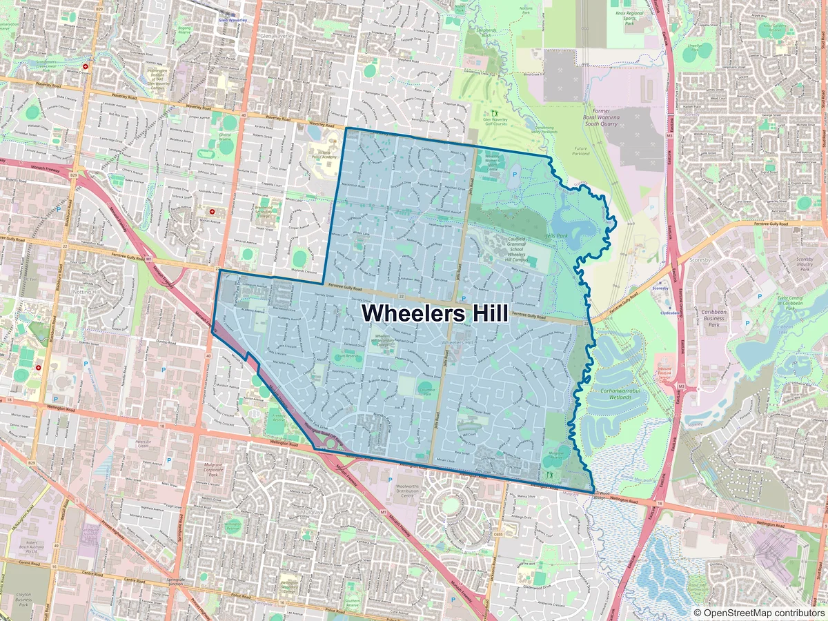 Map of Wheelers Hill, VIC, Australia
