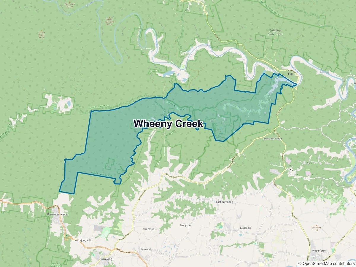 Map of Wheeny Creek, NSW, Australia