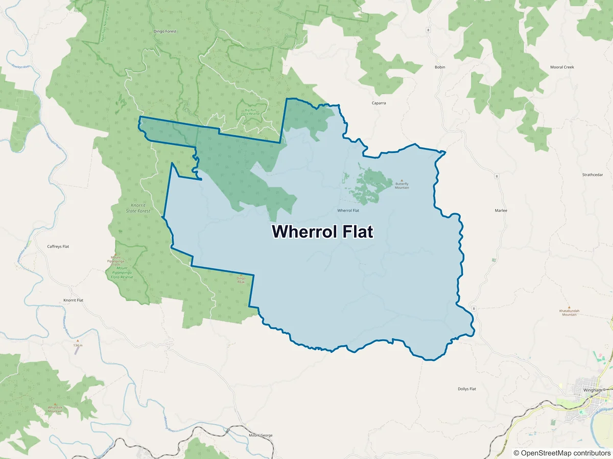 Map of Wherrol Flat, NSW, Australia