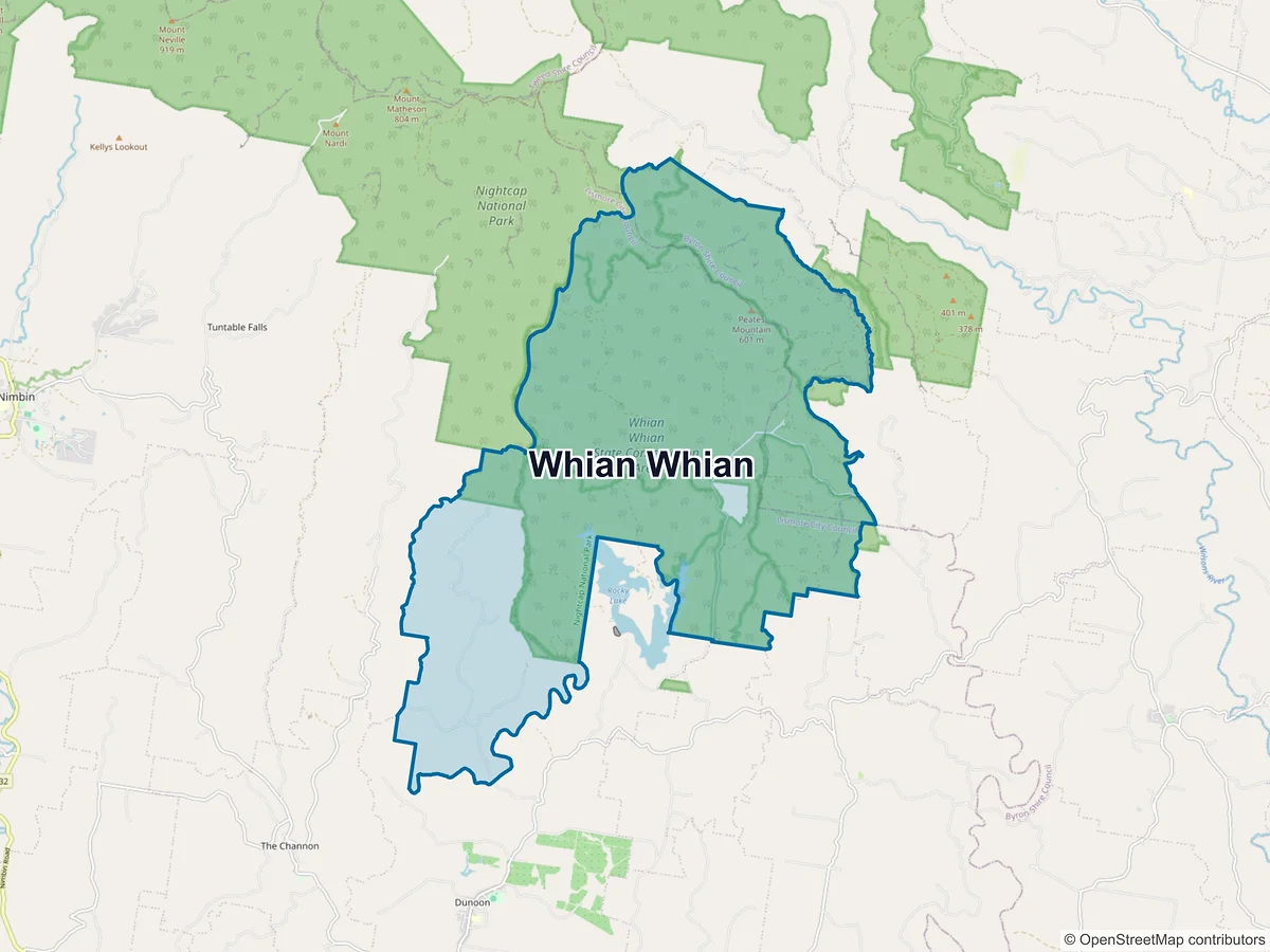 Map of Whian Whian, NSW, Australia