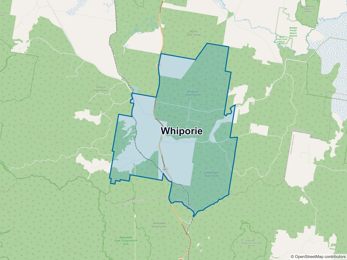 Map of Whiporie, NSW, Australia