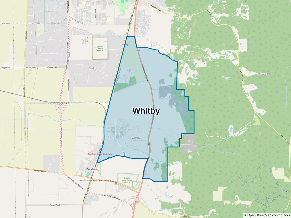 Map of Whitby, WA, Australia