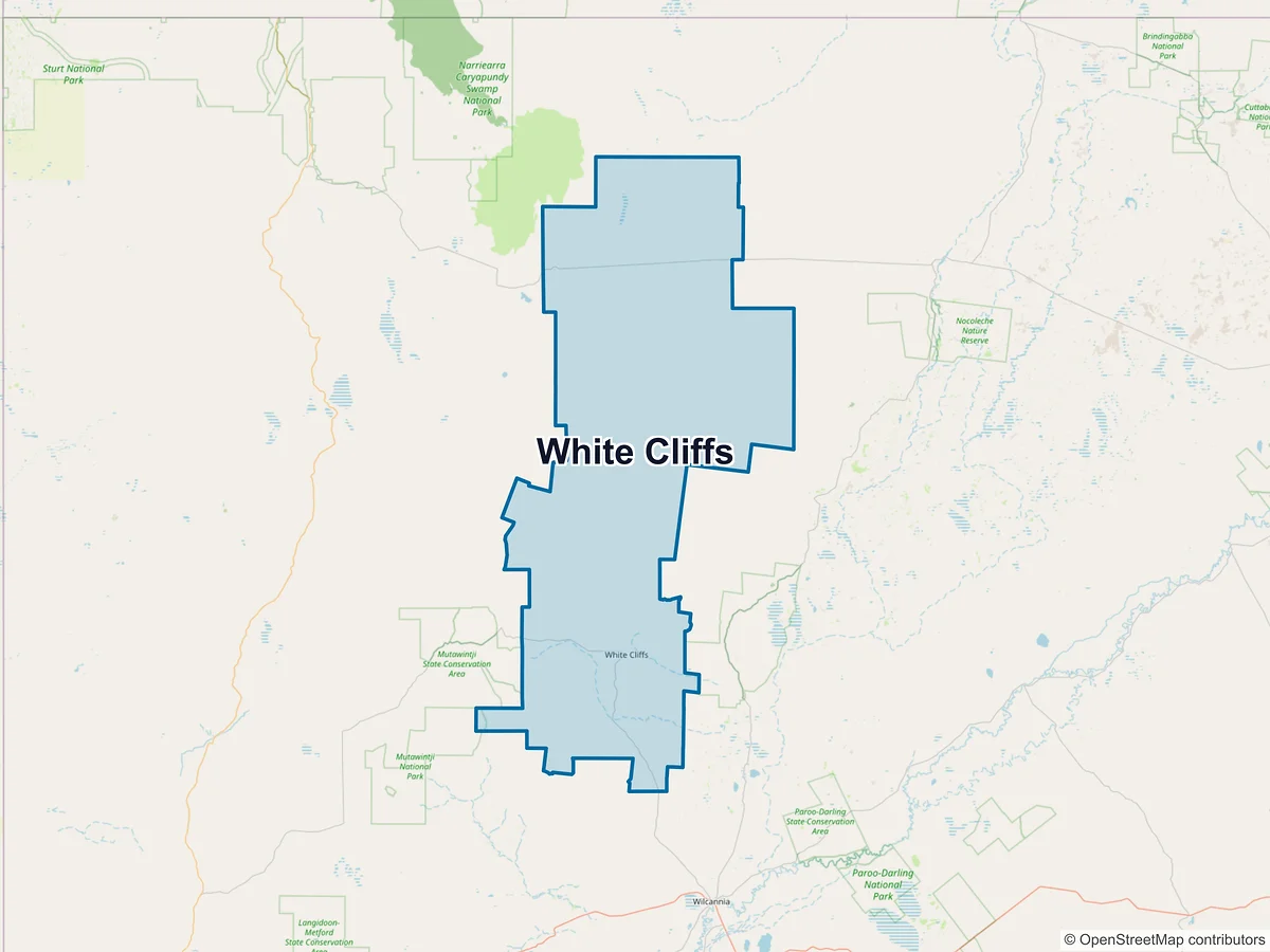 Map of White Cliffs, NSW, Australia