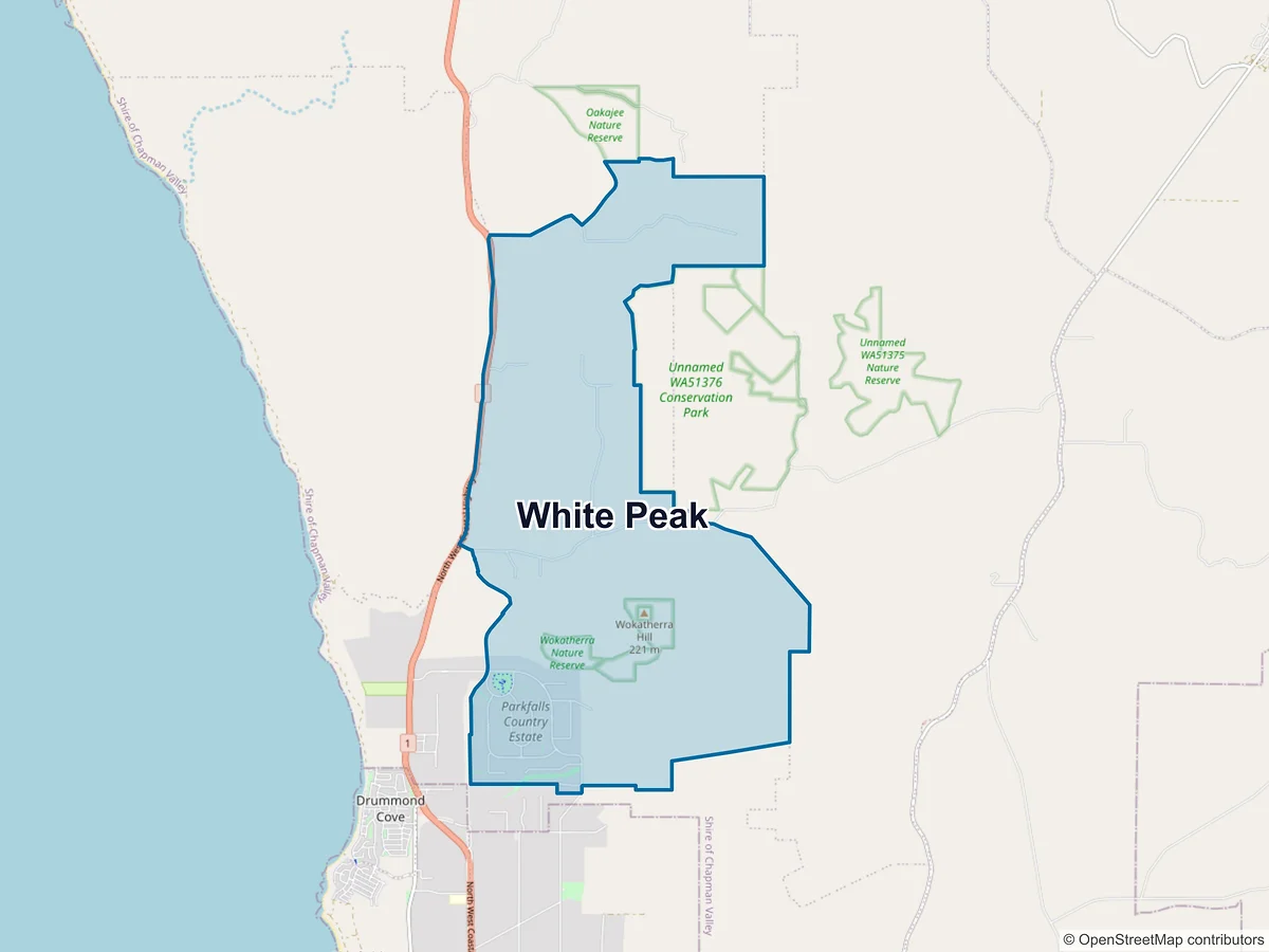 Map of White Peak, WA, Australia