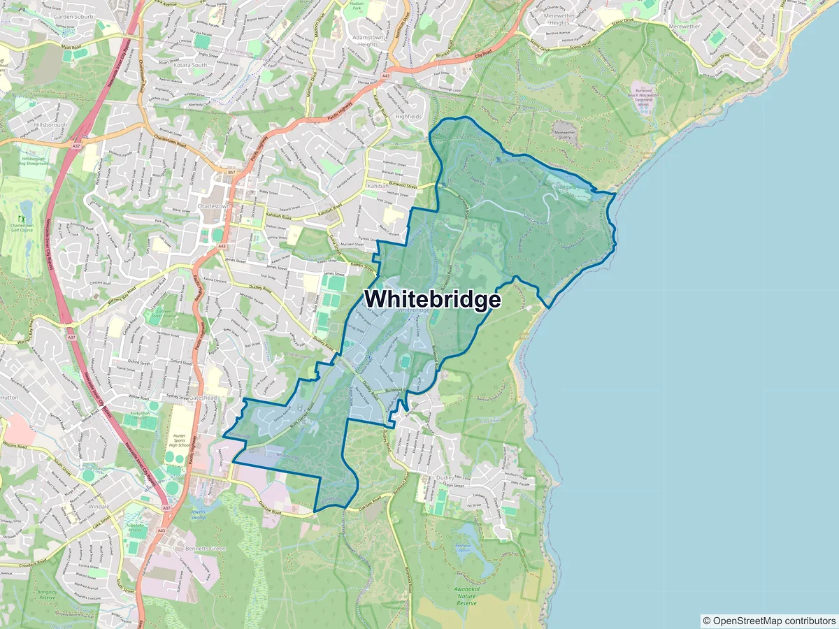 Map of Whitebridge, NSW, Australia