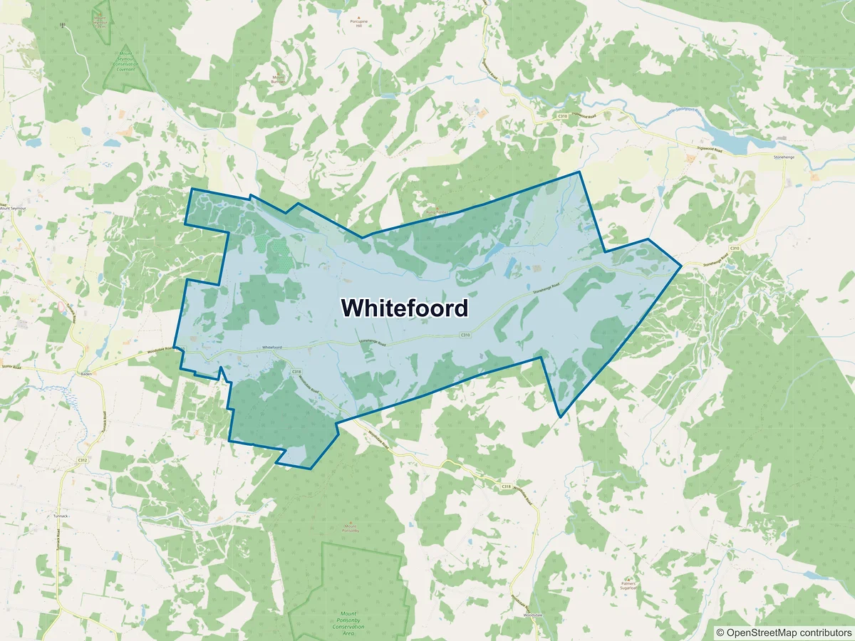 Map of Whitefoord, TAS, Australia