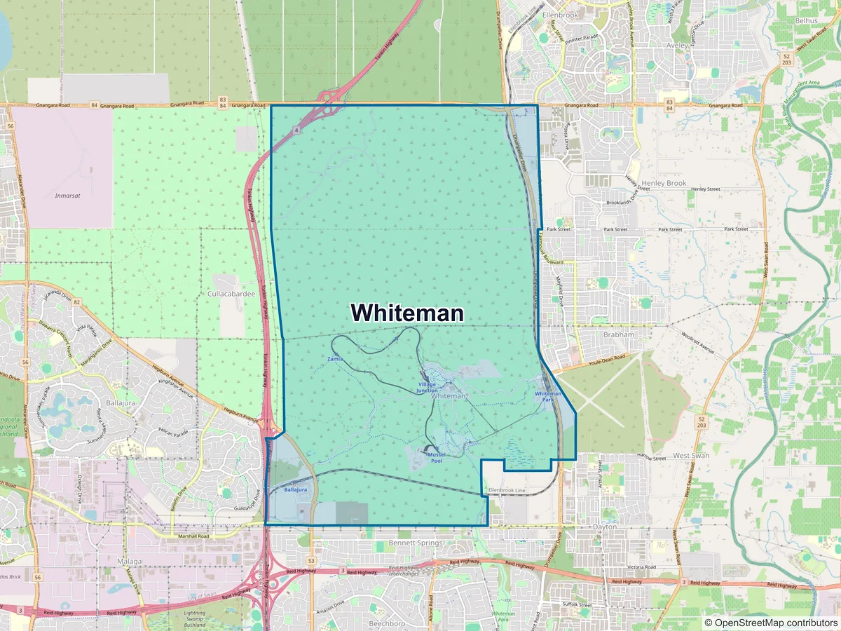 Map of Whiteman, WA, Australia