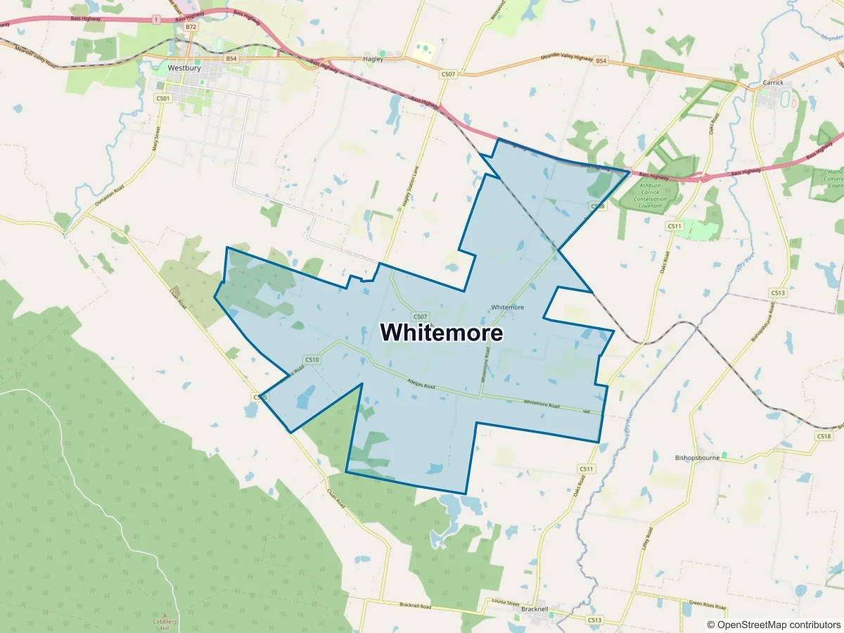Map of Whitemore, TAS, Australia