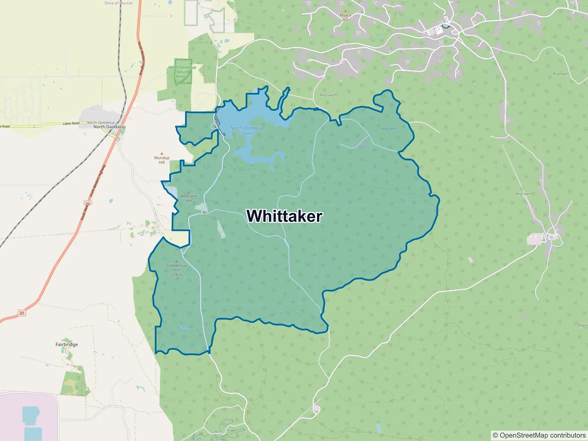 Map of Whittaker, WA, Australia