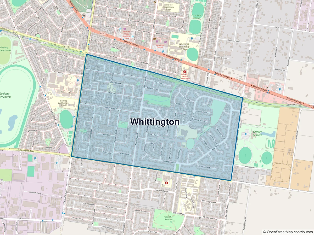Map of Whittington, VIC, Australia