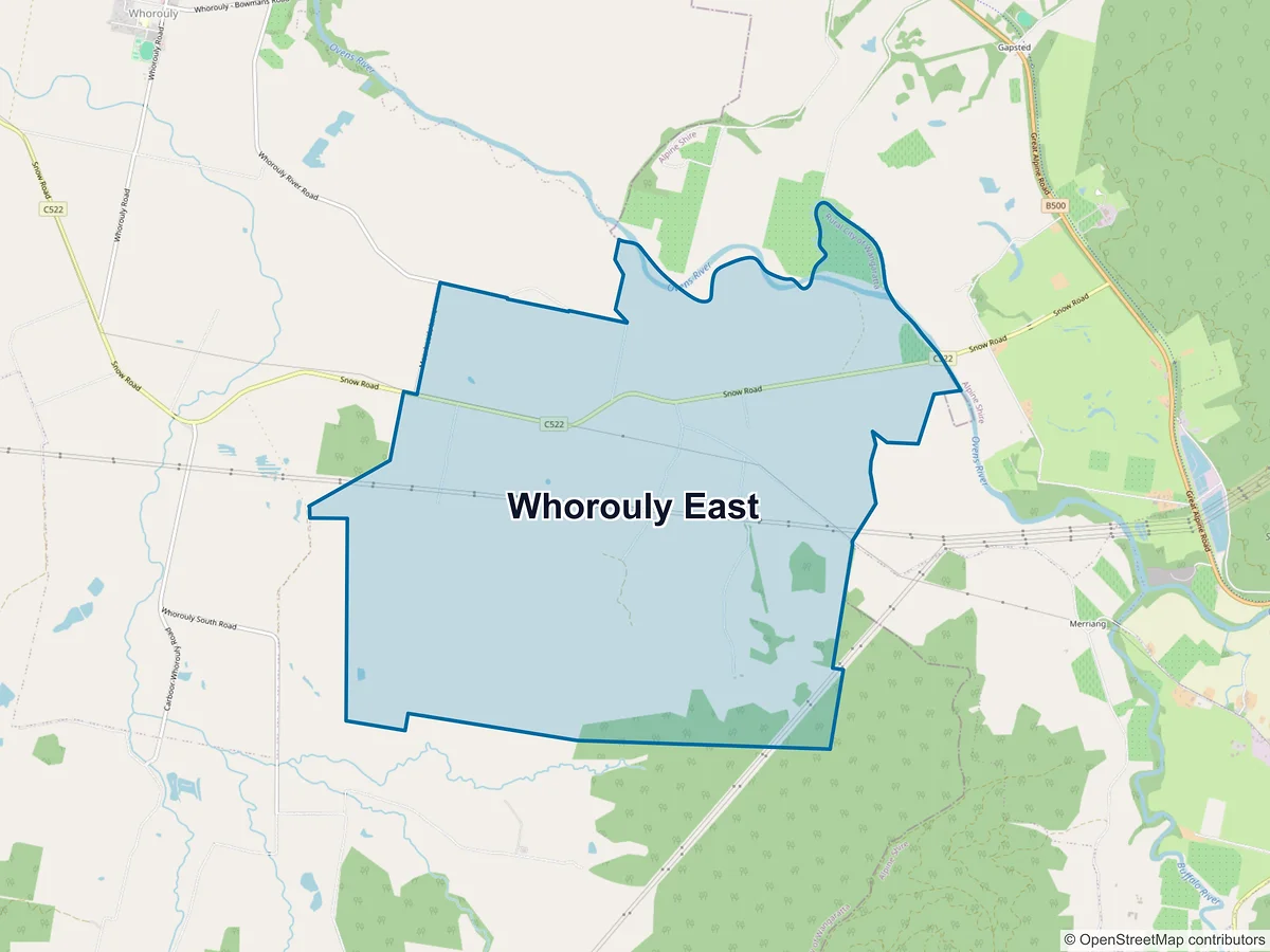 Map of Whorouly East, VIC, Australia