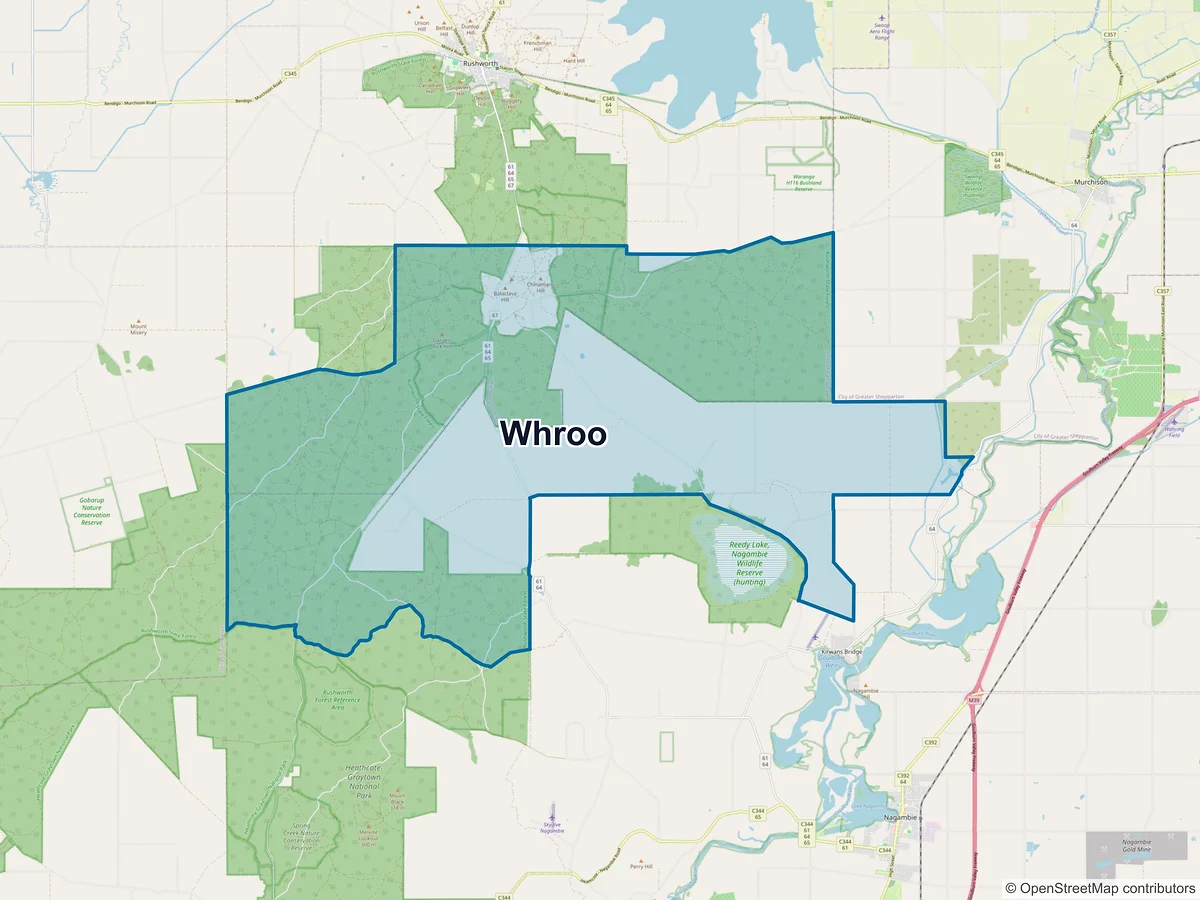 Map of Whroo, VIC, Australia