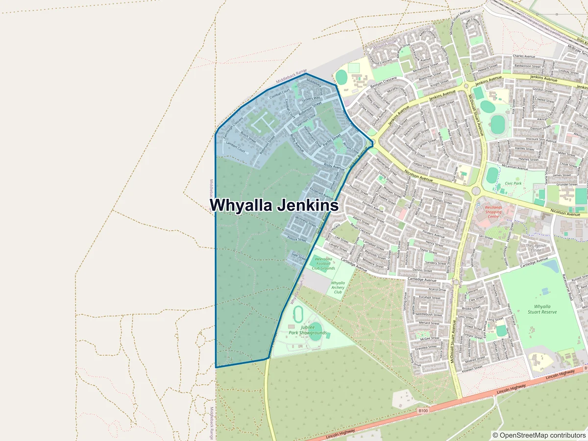 Map of Whyalla Jenkins, SA, Australia