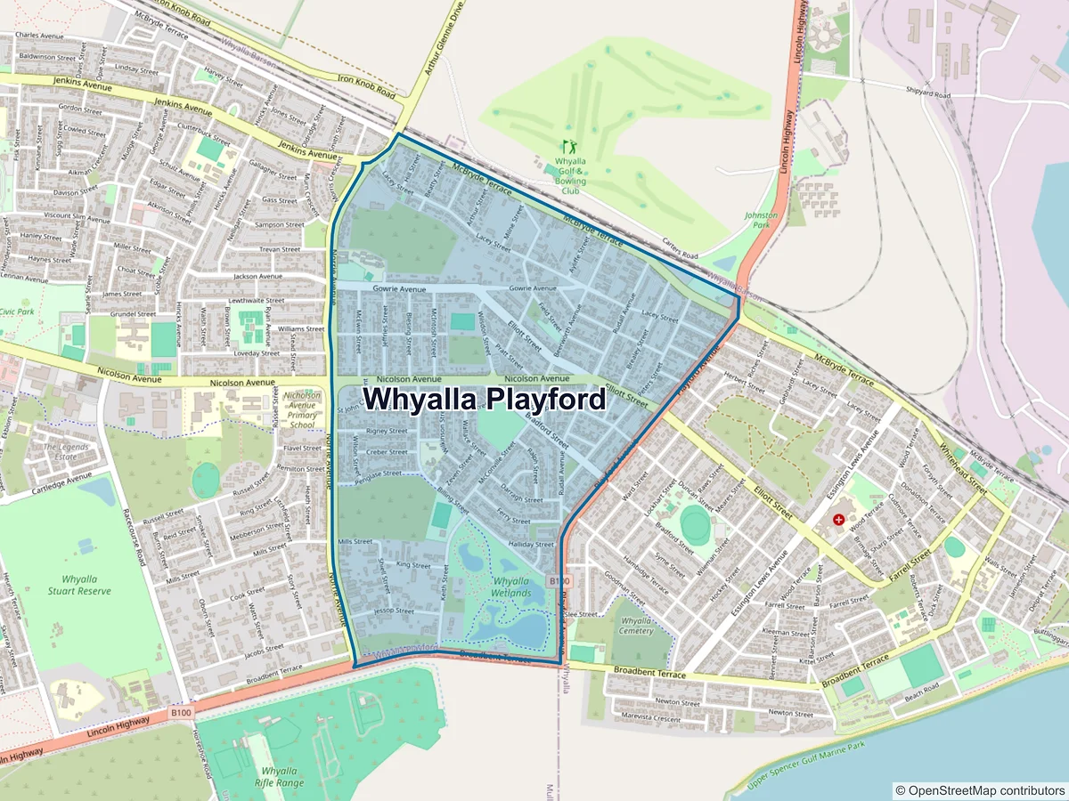 Map of Whyalla Playford, SA, Australia