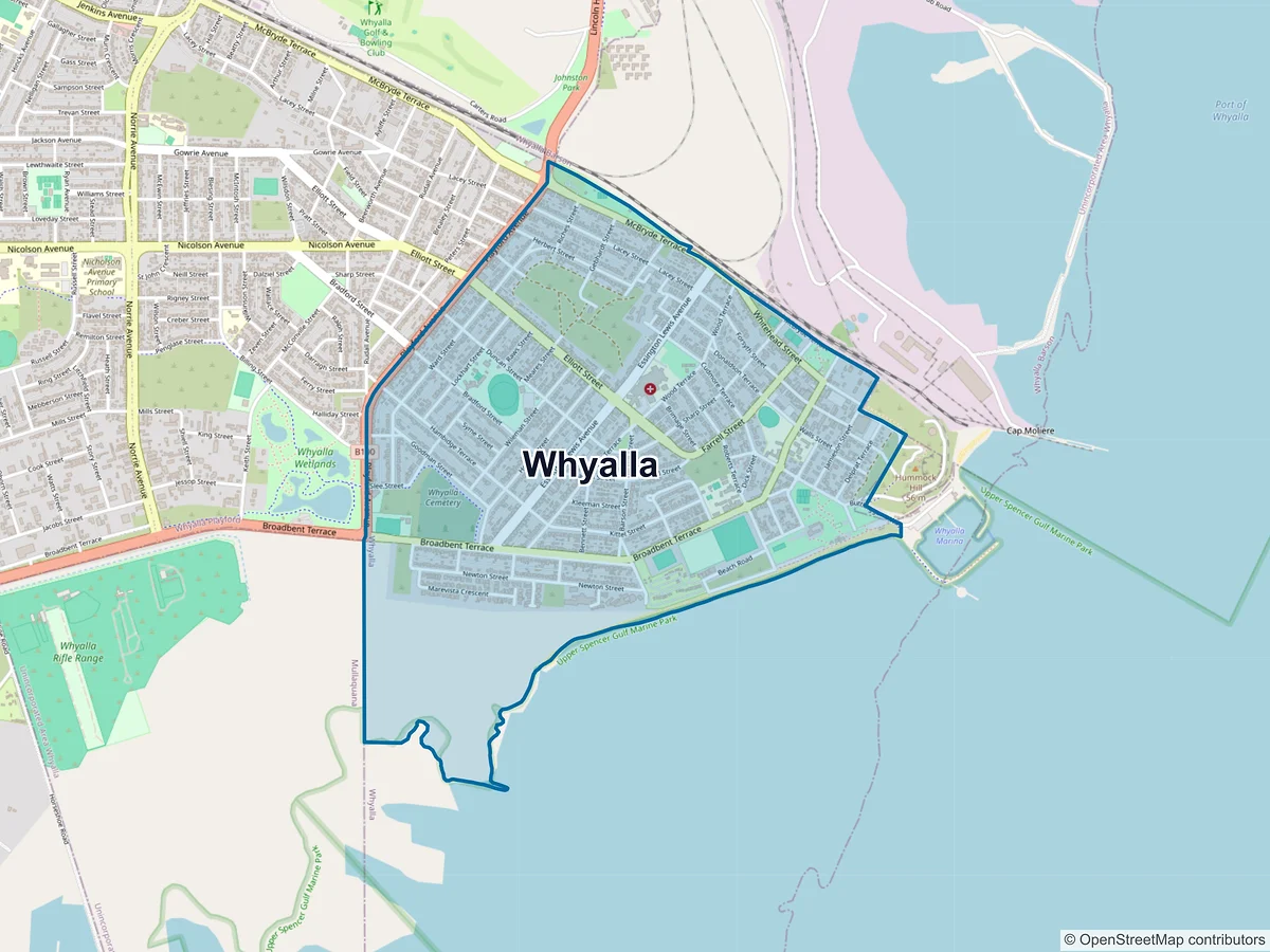 Map of Whyalla, SA, Australia