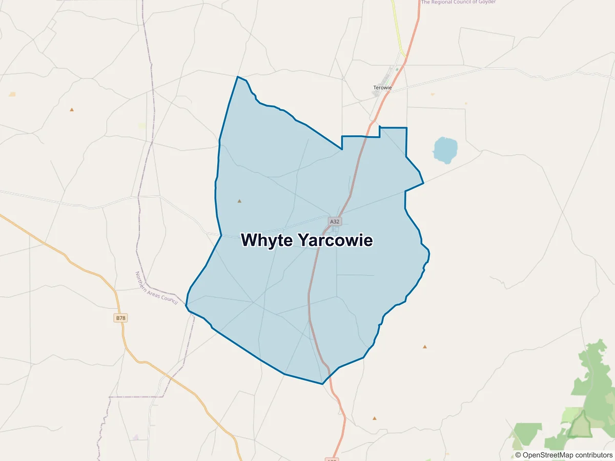 Map of Whyte Yarcowie, SA, Australia