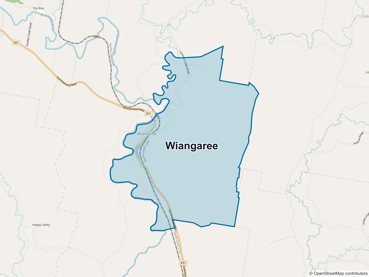 Map of Wiangaree, NSW, Australia