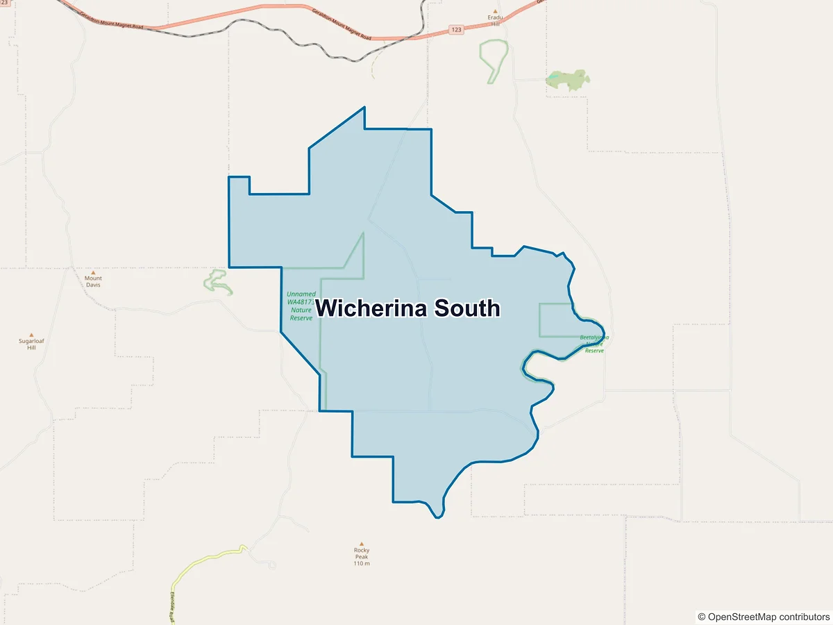Map of Wicherina South, WA, Australia