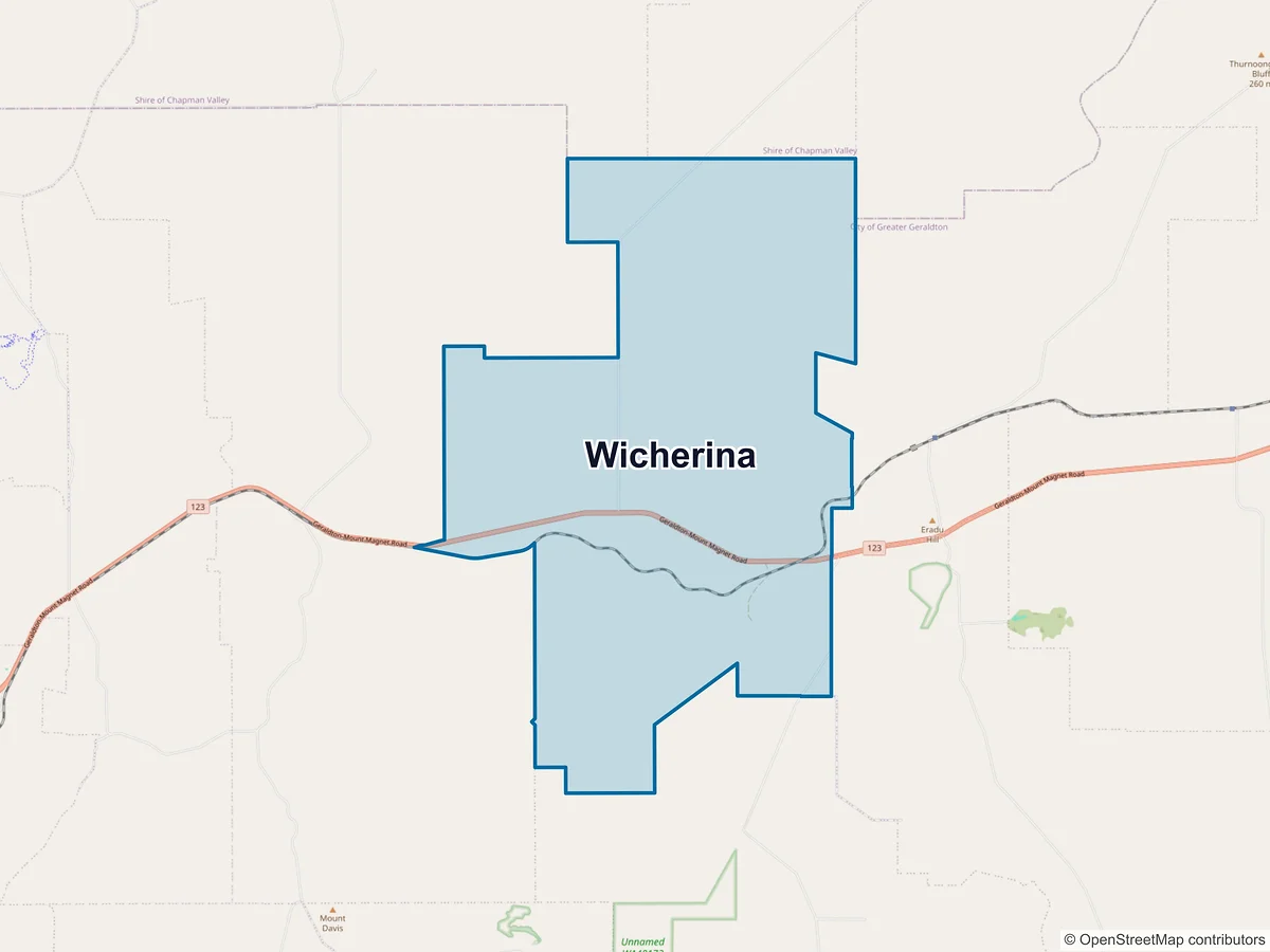 Map of Wicherina, WA, Australia