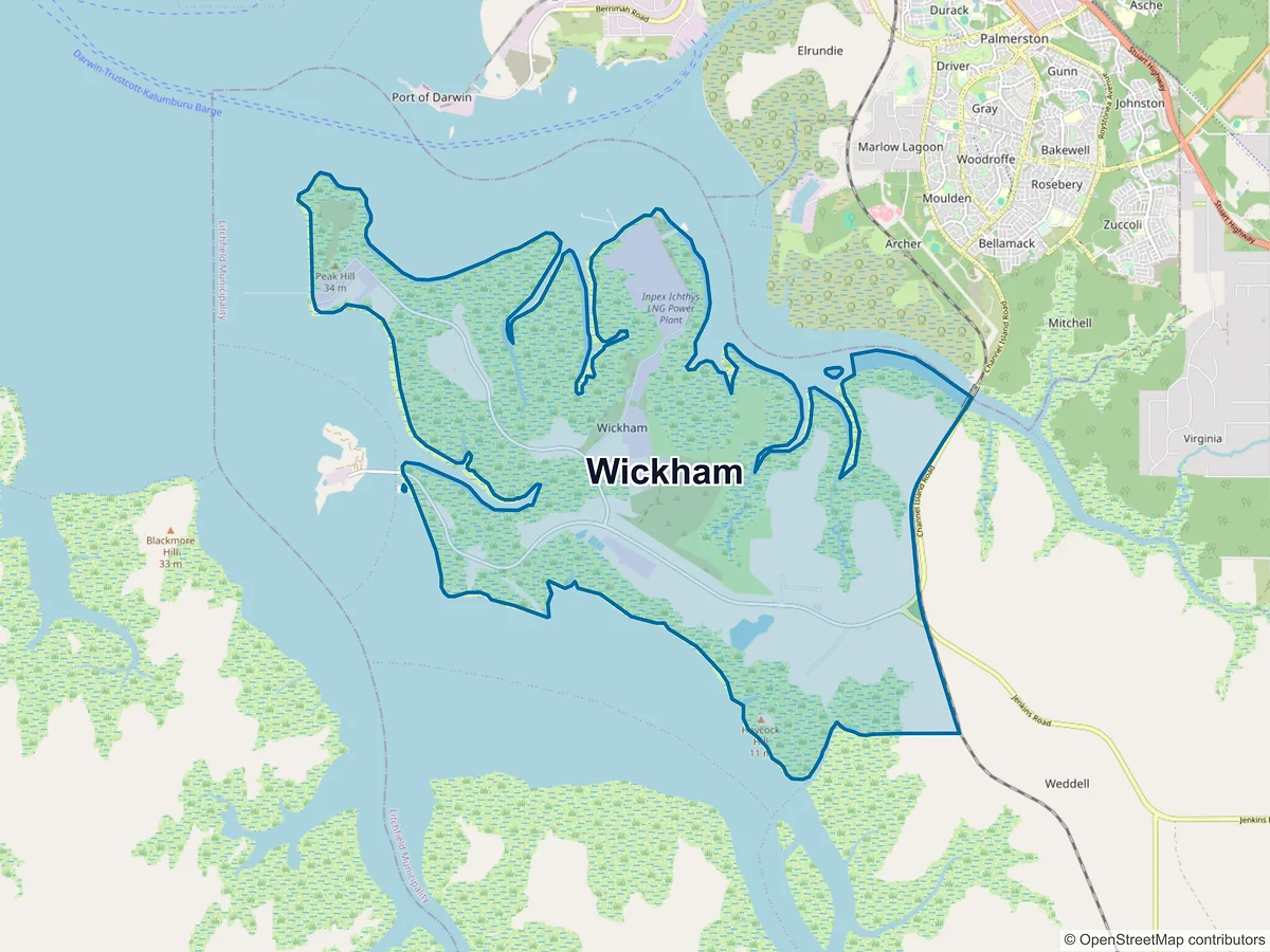 Map of Wickham, NT, Australia