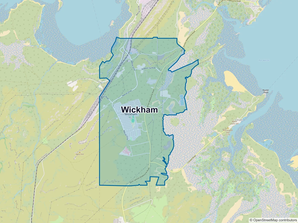 Map of Wickham, WA, Australia