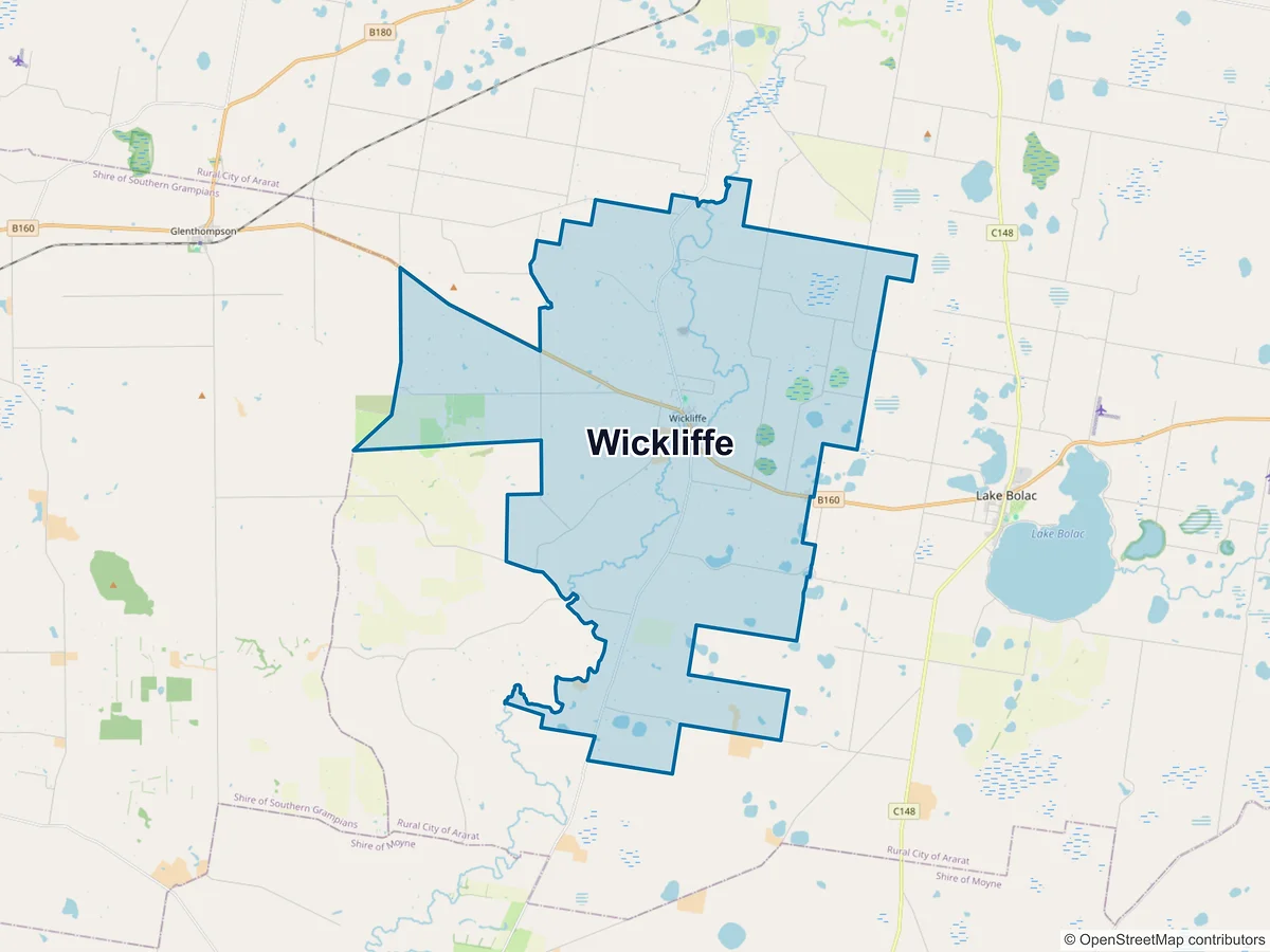 Map of Wickliffe, VIC, Australia