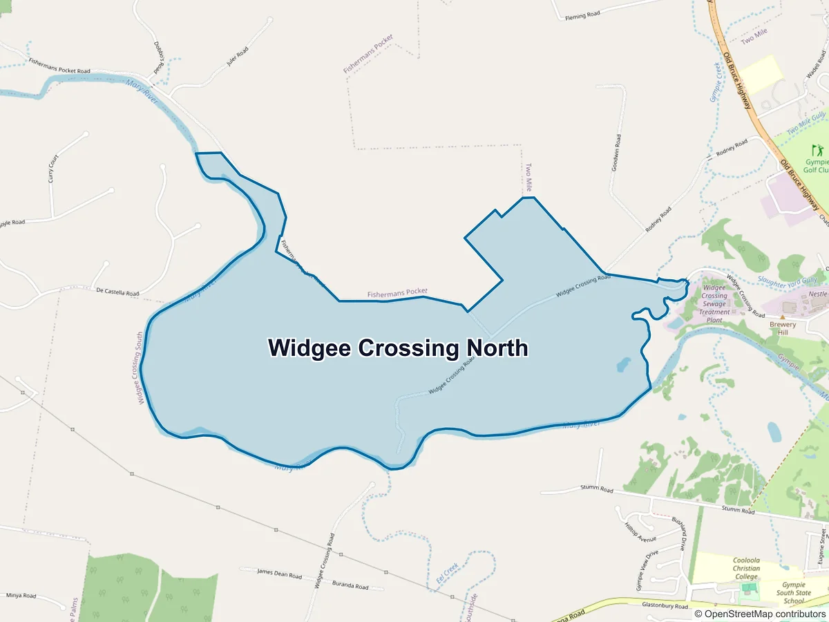 Map of Widgee Crossing North, QLD, Australia